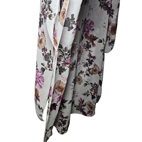 Emory Park Womens 3XL Sheer Kimono Ivory w/Floral Pattern Fairy Flowy Boho Slits - Picture 3 of 8